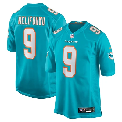Maillot Nike Ifeatu Melifonwu Aqua pour homme, équipe des Dolphins de Miami