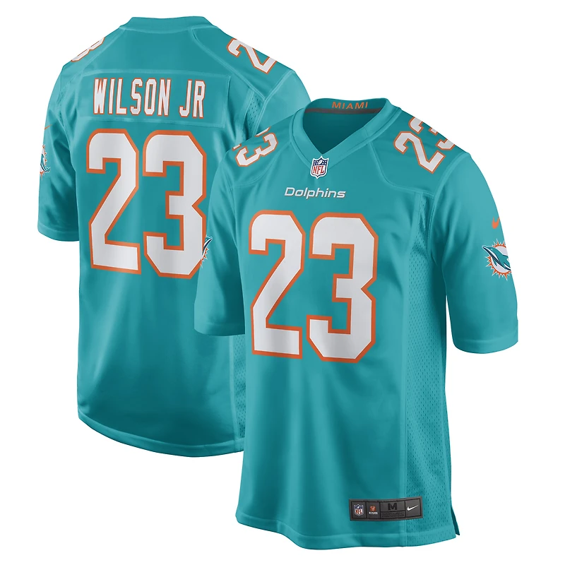 Maillot de joueur Nike Jeff Wilson Jr. Aqua Miami Dolphins pour homme