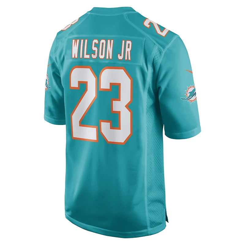 Maillot de joueur Nike Jeff Wilson Jr. Aqua Miami Dolphins pour homme