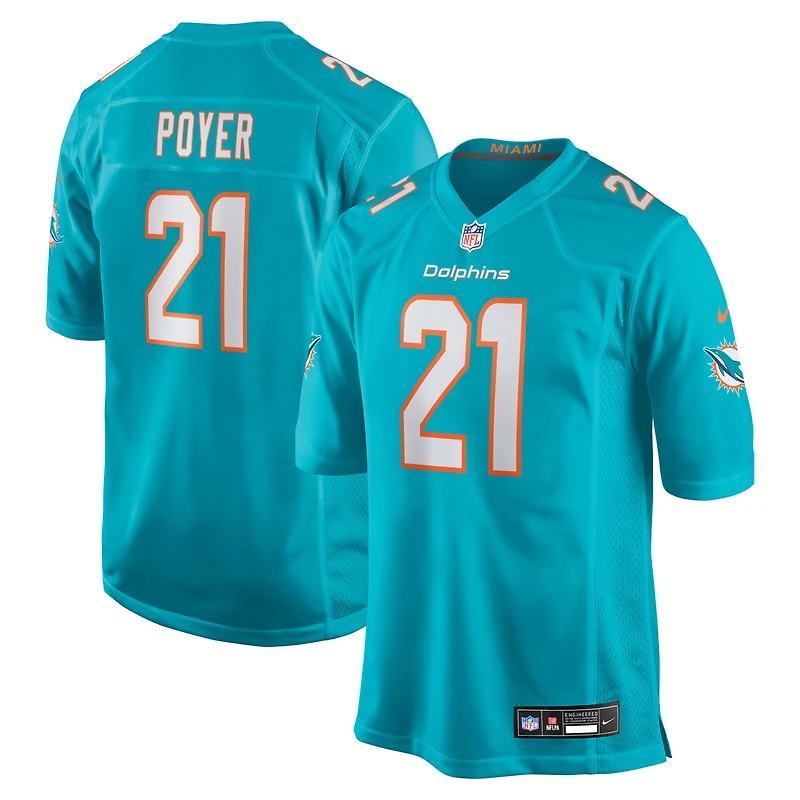 Maillot de match Nike Jordan Poyer Aqua Miami Dolphins pour homme