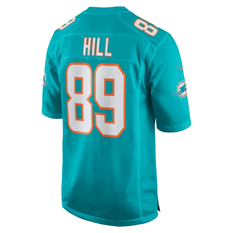 Maillot de match Nike Julian Hill Aqua Miami Dolphins pour homme