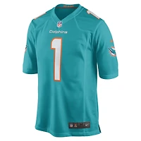 Men's Nike Number 1 Dad Aqua Miami Dolphins Game Jersey