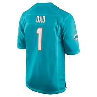 Men's Nike Number 1 Dad Aqua Miami Dolphins Game Jersey