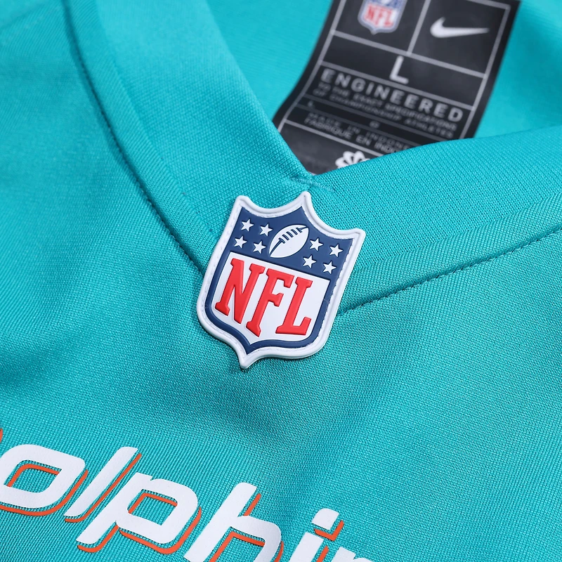 Men's Nike Number 1 Groom Aqua Miami Dolphins Game Jersey