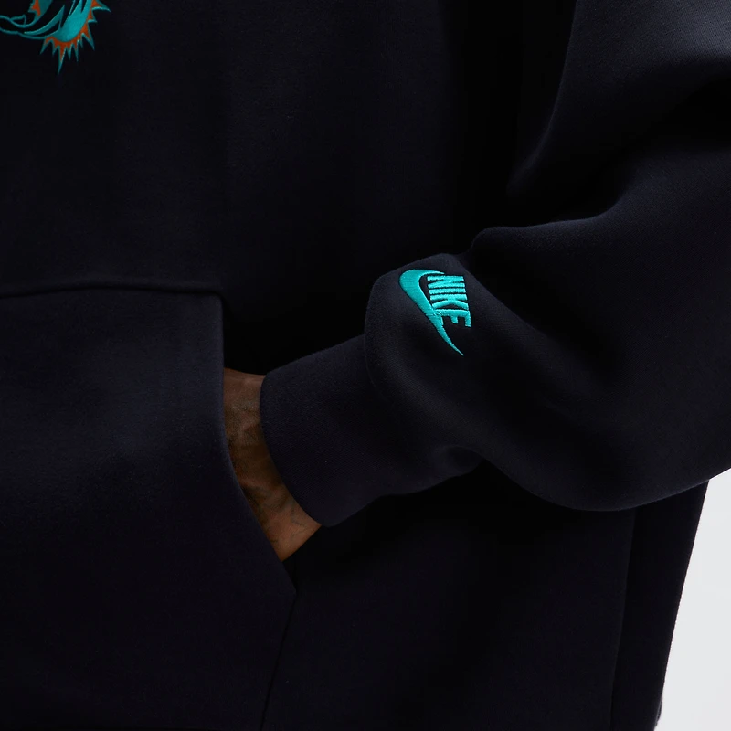 Men's Nike Pitch Blue Miami Dolphins 2025 Rivalries Collection Oversized Tech Fleece Hoodie