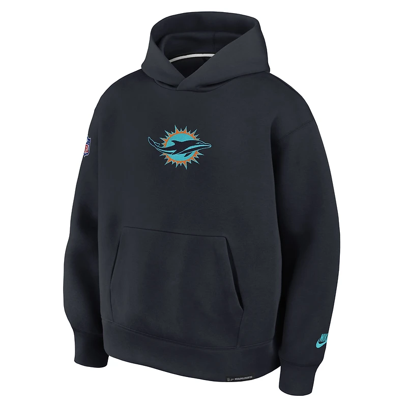 Men's Nike Pitch Blue Miami Dolphins 2025 Rivalries Collection Oversized Tech Fleece Hoodie