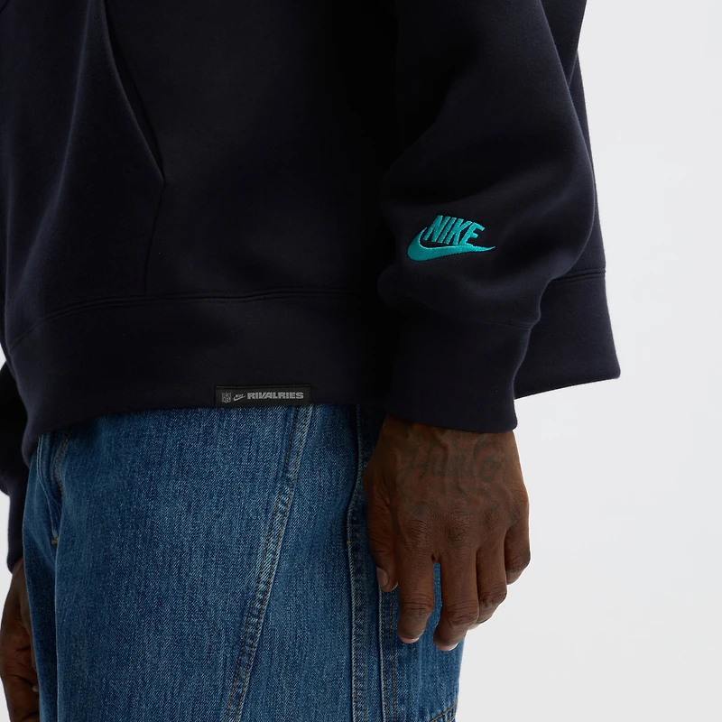 Men's Nike Pitch Blue Miami Dolphins 2025 Rivalries Collection Oversized Tech Fleece Hoodie