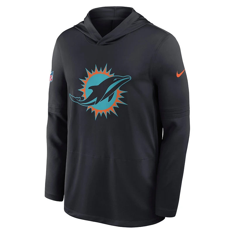 T-shirt à capuche et manches longues Nike Pitch Blue Miami Dolphins 2025 Rivalries Collection Sideline Dri-FIT pour homme