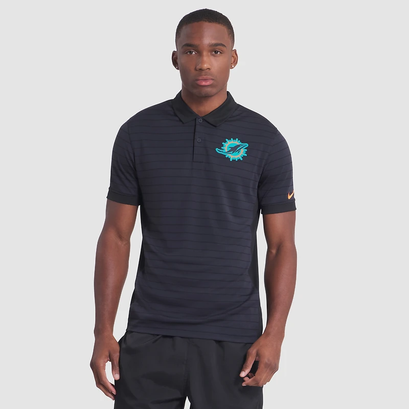 Polo Nike Dri-FIT rayé bleu pour homme, collection Rivalités 2025 des Dolphins de Miami