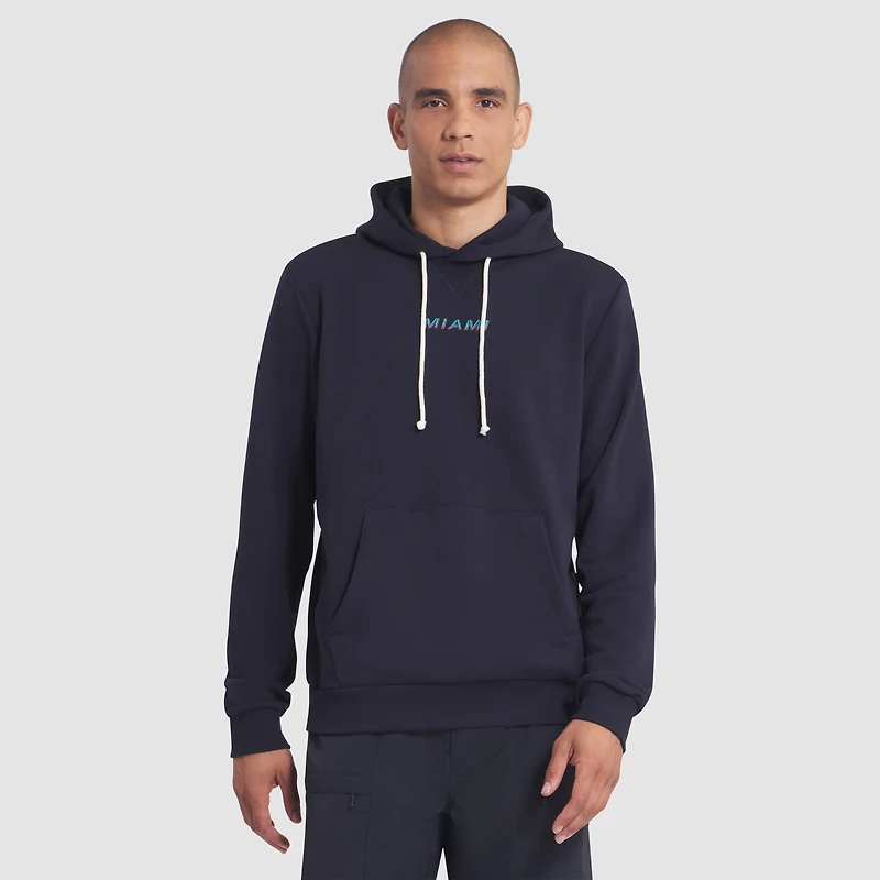 Sweat à capuche Nike Pitch Blue Miami Dolphins 2025 Rivalries Collection Standard Issue Sideline Dri-FIT pour homme