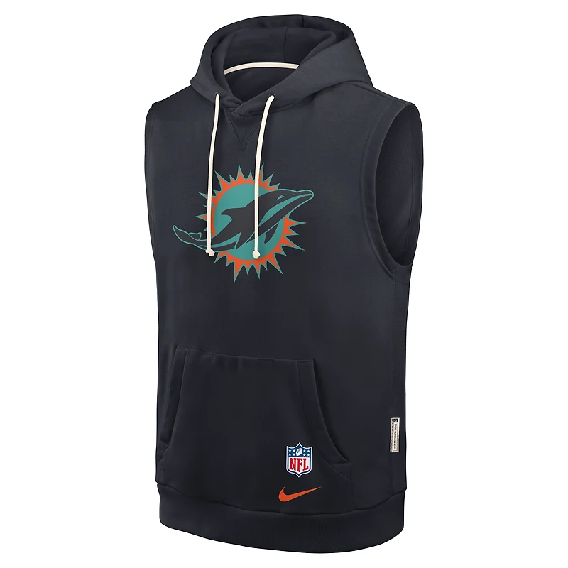 Men's Nike Pitch Blue Miami Dolphins 2025 Rivalries Collection Standard Issue Sideline Dri-FIT Sleeveless Hoodie
