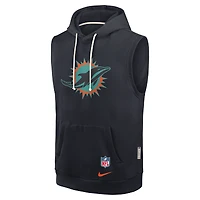 Men's Nike Pitch Blue Miami Dolphins 2025 Rivalries Collection Standard Issue Sideline Dri-FIT Sleeveless Hoodie