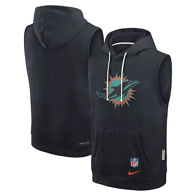 Sweat à capuche sans manches Nike Pitch Blue Miami Dolphins 2025 Rivalries Collection Standard Issue Sideline Dri-FIT pour homme