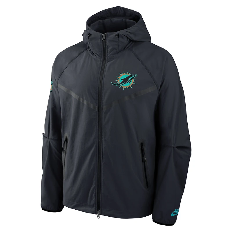 Men's Nike Pitch Blue Miami Dolphins 2025 Rivalries Collection Tech Raglan Full-Zip Jacket