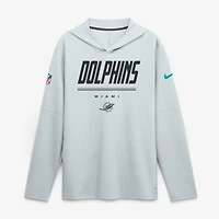 Men's Nike  Platinum Miami Dolphins Sideline Lightweight Long Sleeve Hooded Dri-FIT Top