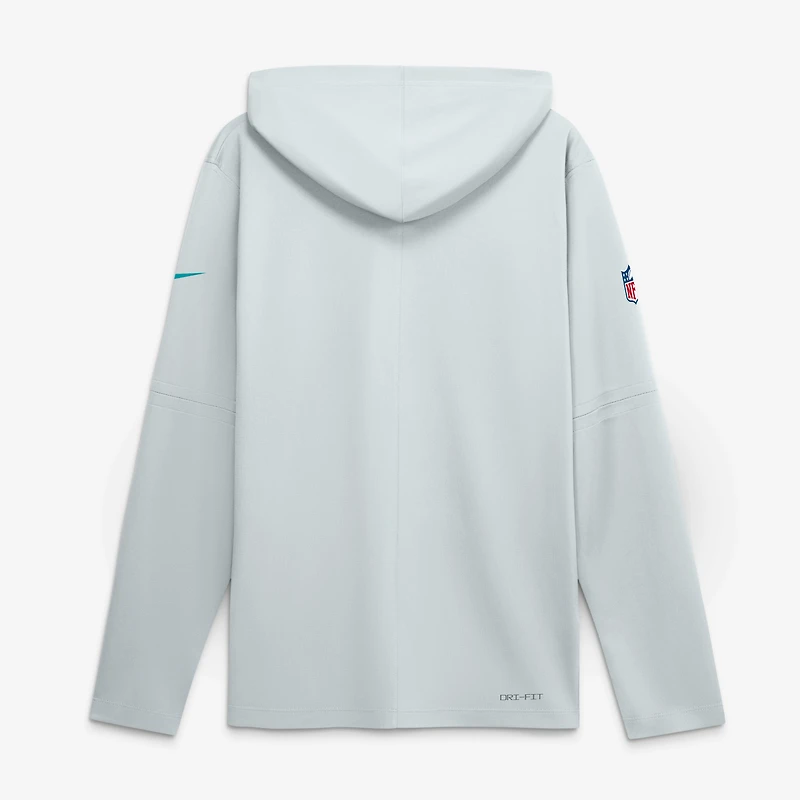 Men's Nike  Platinum Miami Dolphins Sideline Lightweight Long Sleeve Hooded Dri-FIT Top