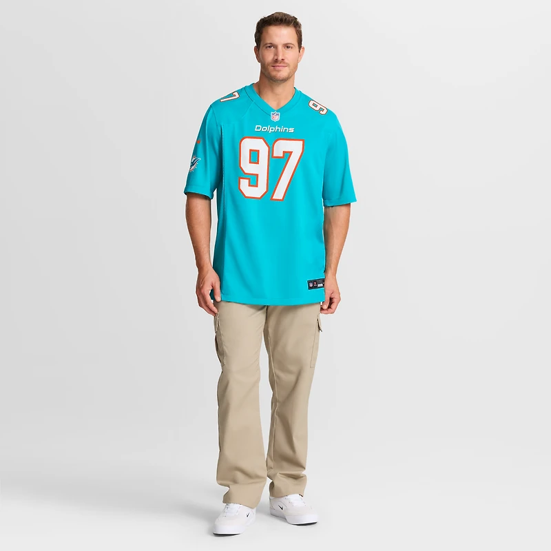 Men's Nike Rashard Lawrence  Aqua Miami Dolphins Team Game Jersey