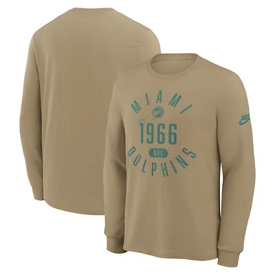 Men's Nike Tan Miami Dolphins Blitz Package Rewind Slub Dri-FIT Long Sleeve T-Shirt