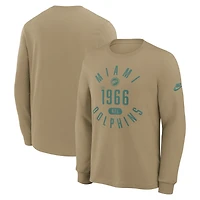 Men's Nike Tan Miami Dolphins Blitz Package Rewind Slub Dri-FIT Long Sleeve T-Shirt