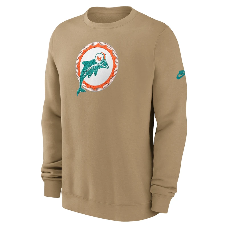 Sweat-shirt Nike Tan Miami Dolphins Swing Pass Rewind Club pour homme