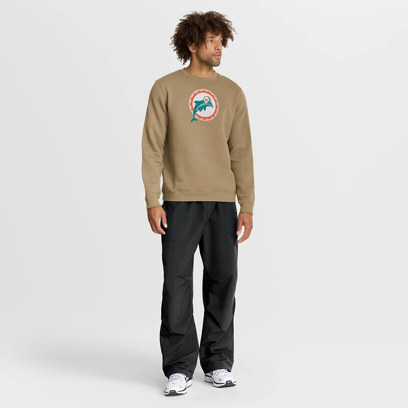 Men's Nike Tan Miami Dolphins Swing Pass Rewind Club Pullover Sweatshirt