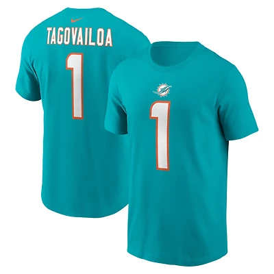 T-shirt avec nom et numéro du joueur Nike Tua Tagovailoa Aqua Miami Dolphins pour homme