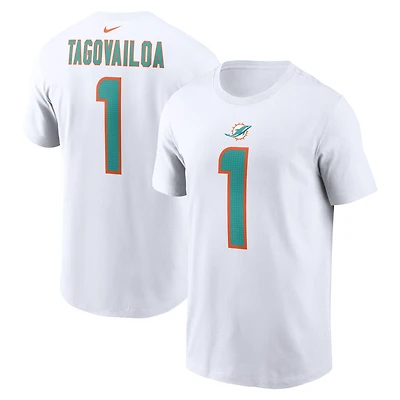 T-shirt avec nom et numéro de joueur Nike Tua Tagovailoa pour hommes, blanc, Miami Dolphins