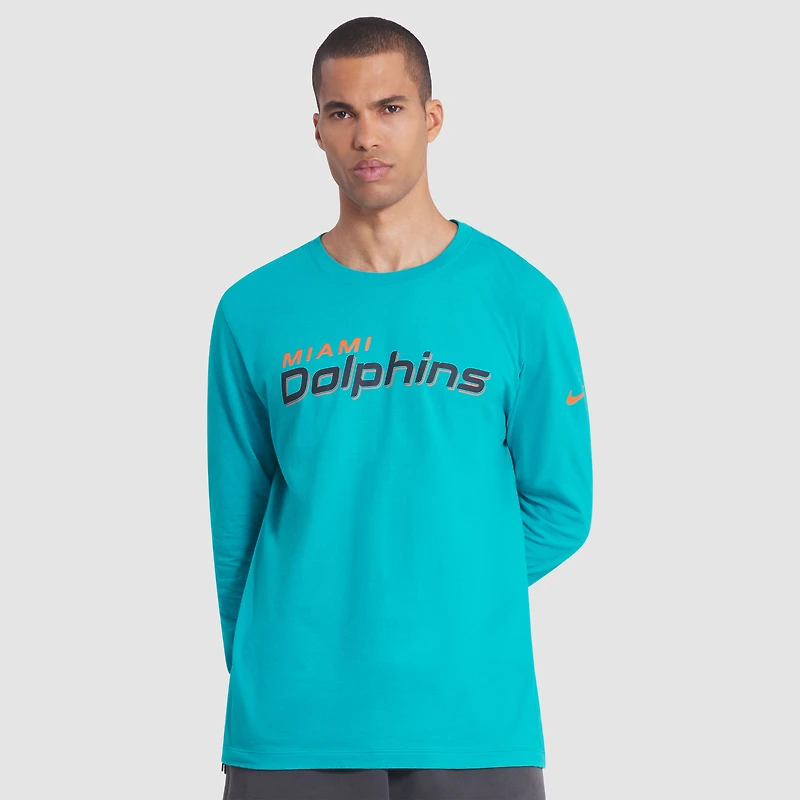 T-shirt à manches longues Nike Turbo Green Miami Dolphins 2025 Rivalries Collection Essential pour homme