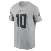 Men's Nike Tyreek Hill Gray Miami Dolphins 2024 Salute To Service Name & Number T-Shirt