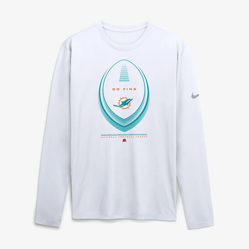 Men's Nike White Miami Dolphins Legend Icon Dri-FIT Long Sleeve T-Shirt