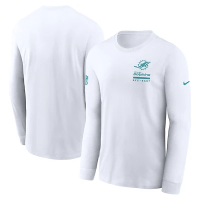 Men's Nike White Miami Dolphins Sideline Performance Long Sleeve T-Shirt