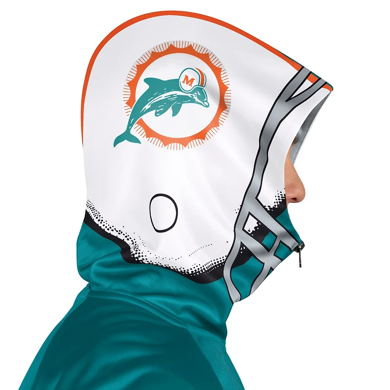Men's Pro Player Aqua/Coral Miami Dolphins Retro Helmet Full-Zip Hooded Track Jacket