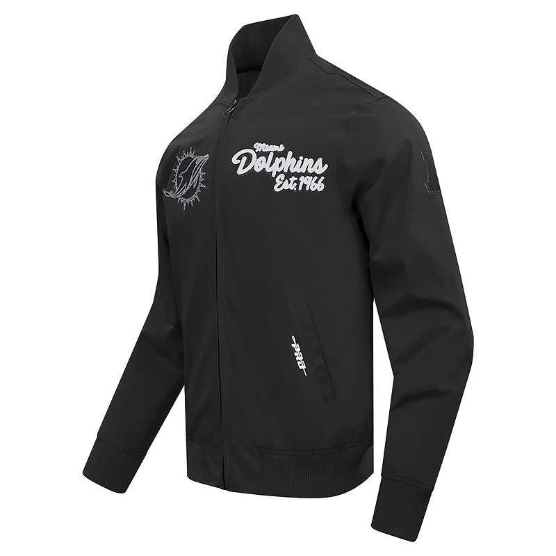 Men's Pro Standard Black Miami Dolphins Paint The City Twill Full-Zip Jacket