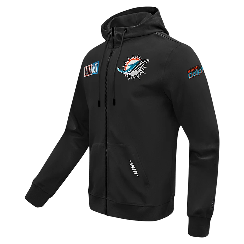 Men's Pro Standard  Black Miami Dolphins Split Logo Double Knit Full-Zip Hoodie
