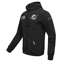 Men's Pro Standard  Black Miami Dolphins Split Logo Double Knit Full-Zip Hoodie