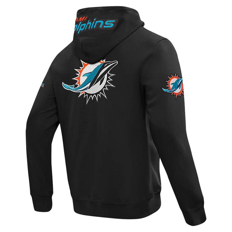 Men's Pro Standard  Black Miami Dolphins Split Logo Double Knit Full-Zip Hoodie
