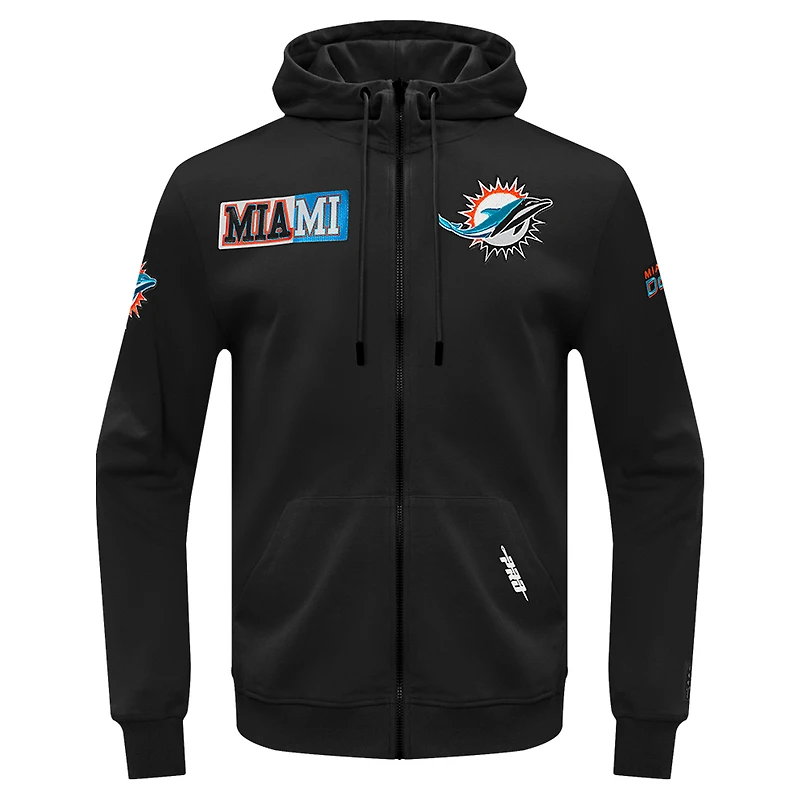 Men's Pro Standard  Black Miami Dolphins Split Logo Double Knit Full-Zip Hoodie