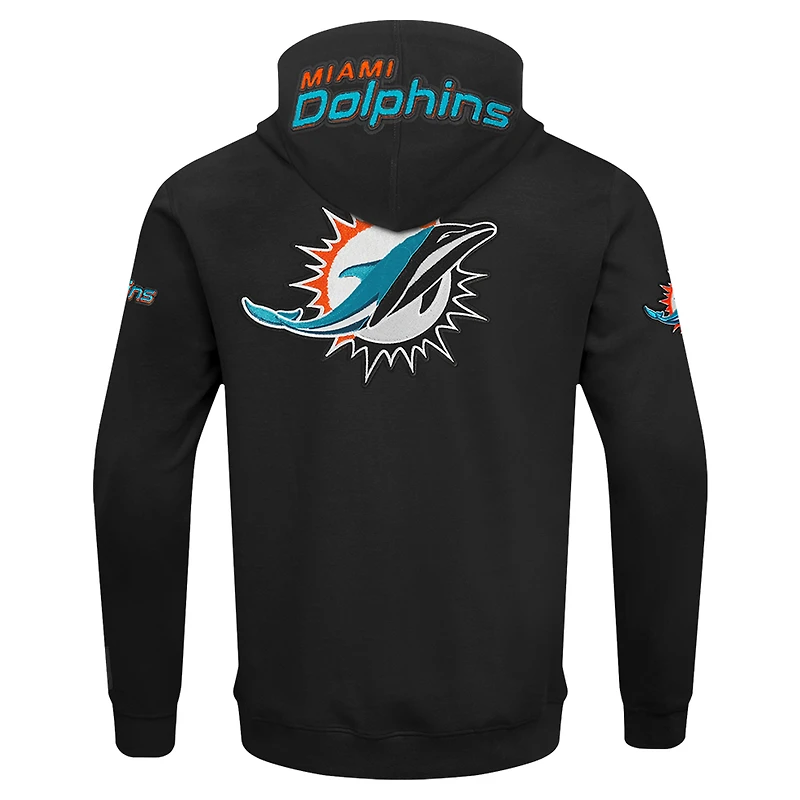 Men's Pro Standard  Black Miami Dolphins Split Logo Double Knit Full-Zip Hoodie