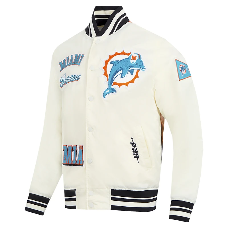 Men's Pro Standard Cream Miami Dolphins Sublimated Satin Full-Snap Jacket