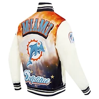 Men's Pro Standard Cream Miami Dolphins Sublimated Satin Full-Snap Jacket