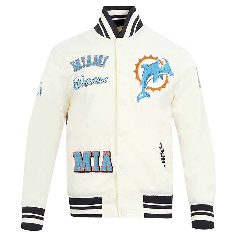 Men's Pro Standard Cream Miami Dolphins Sublimated Satin Full-Snap Jacket