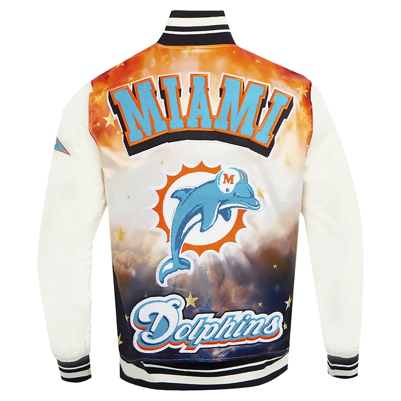 Men's Pro Standard Cream Miami Dolphins Sublimated Satin Full-Snap Jacket