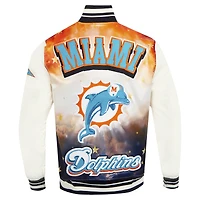 Men's Pro Standard Cream Miami Dolphins Sublimated Satin Full-Snap Jacket