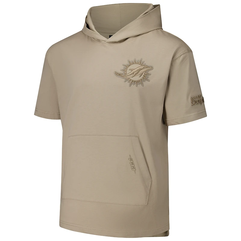Sweat à capuche manches courtes pour homme Pro Standard Tan Miami Dolphins Neutrals Capsule
