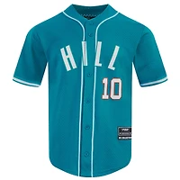 Men's Pro Standard Tyreek Hill Aqua Miami Dolphins Mesh Button-Up Baseball Jersey