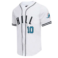 Men's Pro Standard Tyreek Hill White Miami Dolphins Mesh Baseball Button-Up T-Shirt