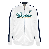 Veste de survêtement blanche à fermeture éclair intégrale pour homme, coupe grande taille, des Dolphins Miami