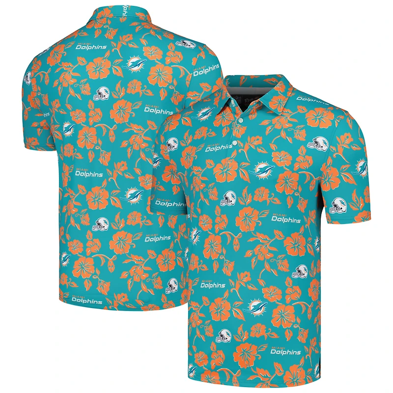 Polo Performance Pua Reyn Spooner Aqua Miami Dolphins pour hommes