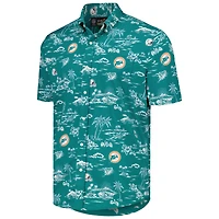 Chemise boutonnée à imprimé Reyn Spooner Aqua Miami Dolphins Kekai pour homme