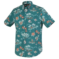 Men's Reyn Spooner Aqua Miami Dolphins Throwback Kekai Performance Button-Down Shirt